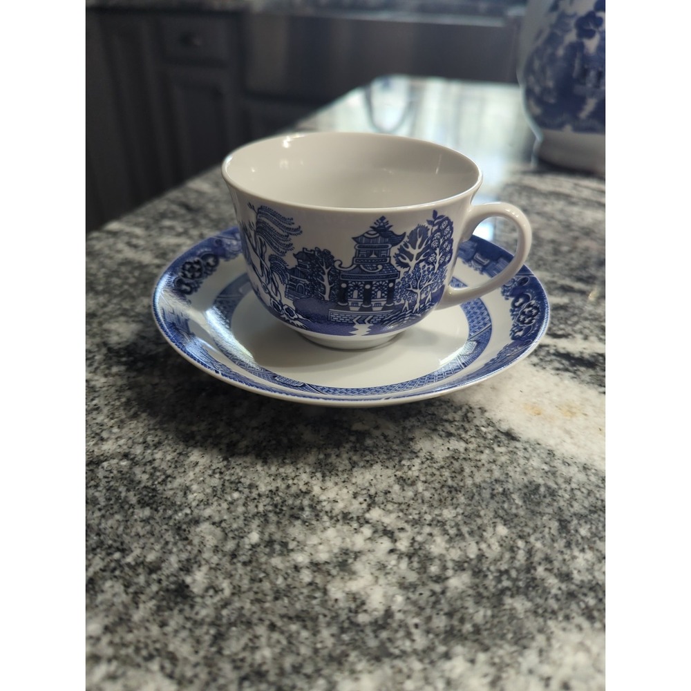 Vintage Royal Cuthbertson Blue Willow Coffee Cup & Saucer Replacement